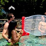 Second pic of Big assed ebonies Taylor Layne and Samone Taylor have an interracial fuck by the swimming pool