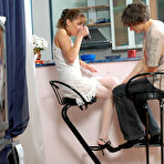 First pic of Well-hung guy worshipping babes nyloned legs before poking her sweet pussy