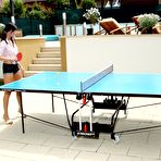 First pic of Beautiful shaved teen girl Megan Cox gets her pussy smashed with a strapon by girlfriend