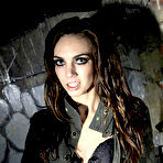 First pic of Tiffany Tyler Brunette Pornstar Strips in Dark Alley