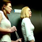 First pic of Dom Audrey Leigh removes Cloe Hart's jeans to spank her ass and toy her pink pussy