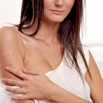 First pic of Brunette babe Rene Star stripping and doing softcore show of her boobs and shaved beaver