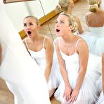 Second pic of Pantyhosed ballet dancers Eveline Dellai, Cayla A and Vinna Reed launch into FFFM orgy en pointes