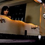 Third pic of Sexy brunette Gabriella Paltrova in blacks stockings gets her silky smooth pussy dicked