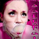 First pic of SexPreviews - Iona Grace busty with purple hair is spread bound in rope with mouthful