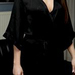 First pic of Brunette stunner in elegant lingerie and patterned stockings goes for interracial gangbang with DP