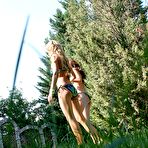 Second pic of Blonde Cindy Hope and brunette Regina Ice making lesbian porn in the open air