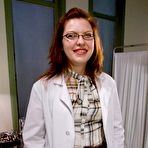 First pic of Frisky female doctors put Calico Slave in doggy and examine her nice body