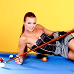 First pic of Suzie Carina pulls of her panties and fills her pussy with two fingers on the pool table