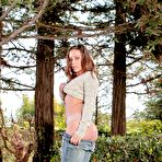 Fourth pic of The beautiful babe Gracie Glam is in the forest willing to strip and expose nude body