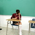 Second pic of Dark haired schoolgirl Heather Vahn with sexy ass gets humped hard on a desk