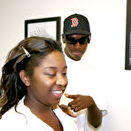 Second pic of Black babe displays her pierced hard nips