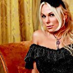 Fourth pic of Luxurious babes in long dresses Louise Jenson and Caprice Jane show stockings and kiss