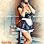 First pic of SexPreviews - Olive Glass corset maid is bound in metal with dripping mouth gag