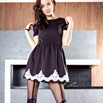 First pic of Brunette hair darling in knee socks and  exposing wild youthful legs.. at Teenage Pussy Pic