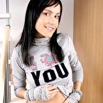 First pic of Inflated titted legal age teenager Jenet next level stripping action on stairs