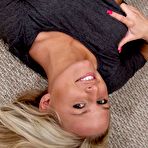 Third pic of Blonde babe Kendra Rain is fooling around teasing with boobs and black panty view