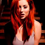 Second pic of Bosomy teen in tight jeans shorts Lucy Vixen demonstrates the big tits downblouse