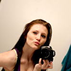 Third pic of Ravishing brunette girl Freckles strips in front of the mirror and takes some naughty selfies