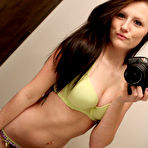 Fourth pic of Ravishing brunette girl Freckles strips in front of the mirror and takes some naughty selfies