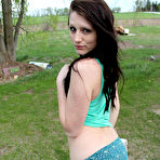 Third pic of Slutty country babe Freckles wants to show us her skin and she does it outside