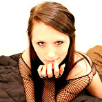 First pic of Hottest body of seducing chick Freckles is covered with the black fishnet lingerie