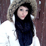 First pic of Frisky doll Freckles is brave enough to demonstrate her erotic undies on a frosty winter day