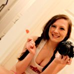 Third pic of Naughty brunette Freckless shoots herself while stripping and masturbating