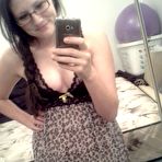 First pic of Kinky brunette chick Freckles gets her big boobs bouncing on the self shot pics