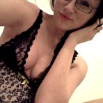 Third pic of Kinky brunette chick Freckles gets her big boobs bouncing on the self shot pics