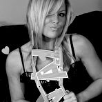 Fourth pic of Gorgeous blonde Meet Madden poses in her black lace lingerie in front of the camera