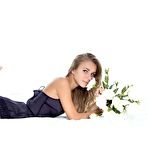 First pic of Gorgeous shaved teen chick Dana P with lithe bod spreads legs and shows off her slit