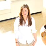 First pic of Hayley Hanes in high heels and short skirt takes off her panties on the stairs