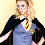 First pic of Glassed Halloween girl Ally strips naked and spreads her hairy pussy open