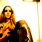 First pic of Alternative girl Athena Hollow dressed in black shows off her nice ass and flashes her tiny tits