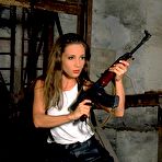 First pic of Leather loving leggy gun girl Martina Fox with stunning ass pulls down her black thong panties