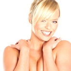 Third pic of Sexy blonde babe Ellen Saint with neat pussy poses in black and pink panties
