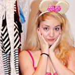 Second pic of Pink lace clings to the perky tits of Veronica Hatley as she flirts in bedroom pics