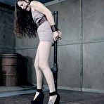 Third pic of SexPreviews - Bobbi Dylan naked brunette is metal bound in a dark dungeon