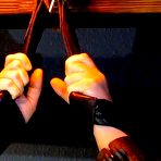 Second pic of SexPreviews - Abigail Dupree with black lipstick and heel trainers in bondage is spanked