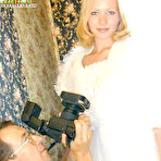 Third pic of Sexy blonde bride showing her pussy to a photographer and letting him lick and fuck her (preview pictures)