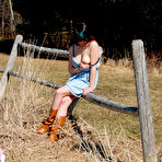Third pic of Sabrina does a striptease on the farm in 90 photos