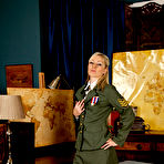 First pic of Military get-up blond-haired hottie in stockings masturbating on cam - IamXXX.com