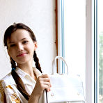First pic of Braided teen in a white shirt finally gets naked and shows her ass - aMetart.com