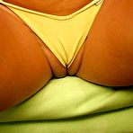 Third pic of Smiling long haired camel toe hottie slides her puffy lips on a big dick