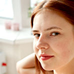 First pic of Redhead dressed in red shows her immaculate labia up close on cam - aMetart.com