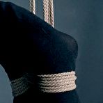 Third pic of SexPreviews - Kitty Dorian in black stockings is rope tied and exposed pussy toyed by maledom