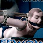 Fourth pic of SexPreviews - Kitty Dorian in black stockings is rope tied and exposed pussy toyed by maledom