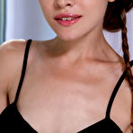 Second pic of Braided brunette showing her pussy while wearing a skimpy nightie - aMetart.com