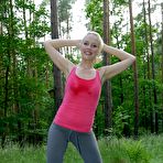 First pic of Jessy Key loses her clothes as she does exercises in the forest and then takes on cock